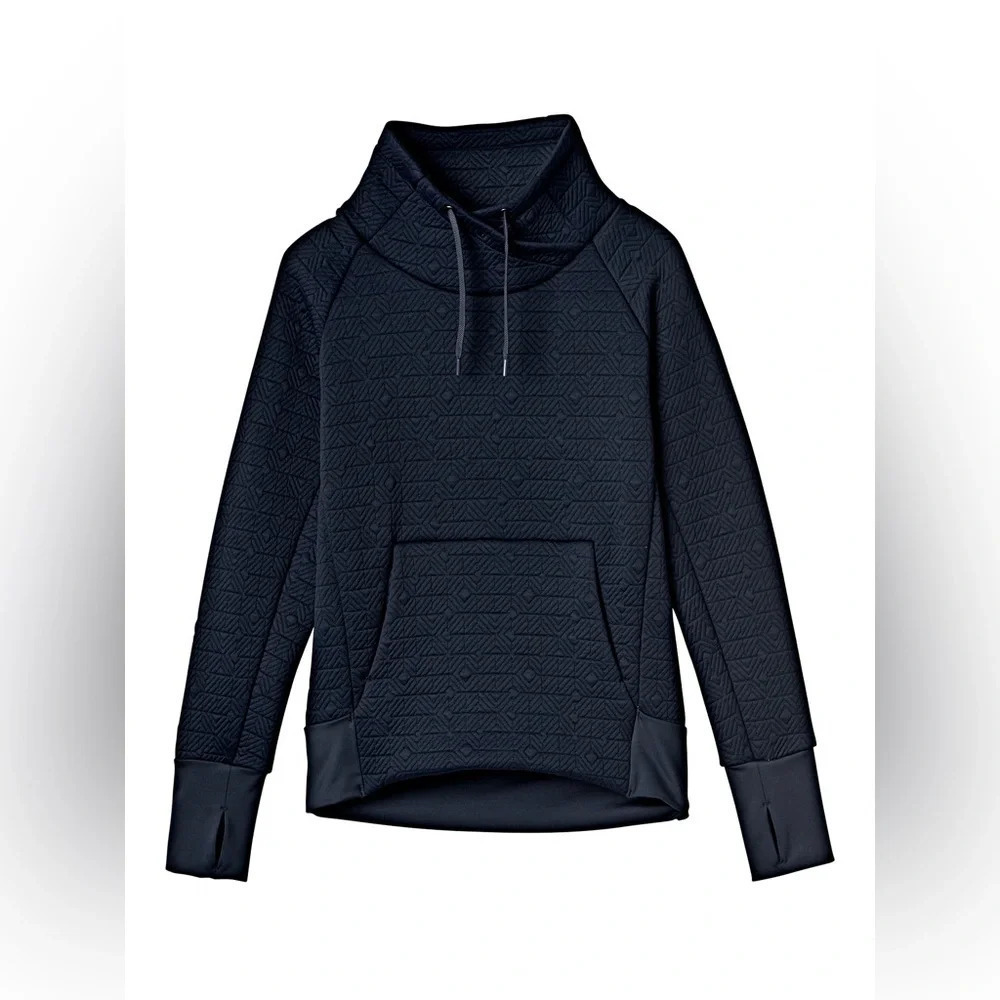 NWOT Athleta Elevation Jacquard Quilted Funnel Neck Pullover Black XS